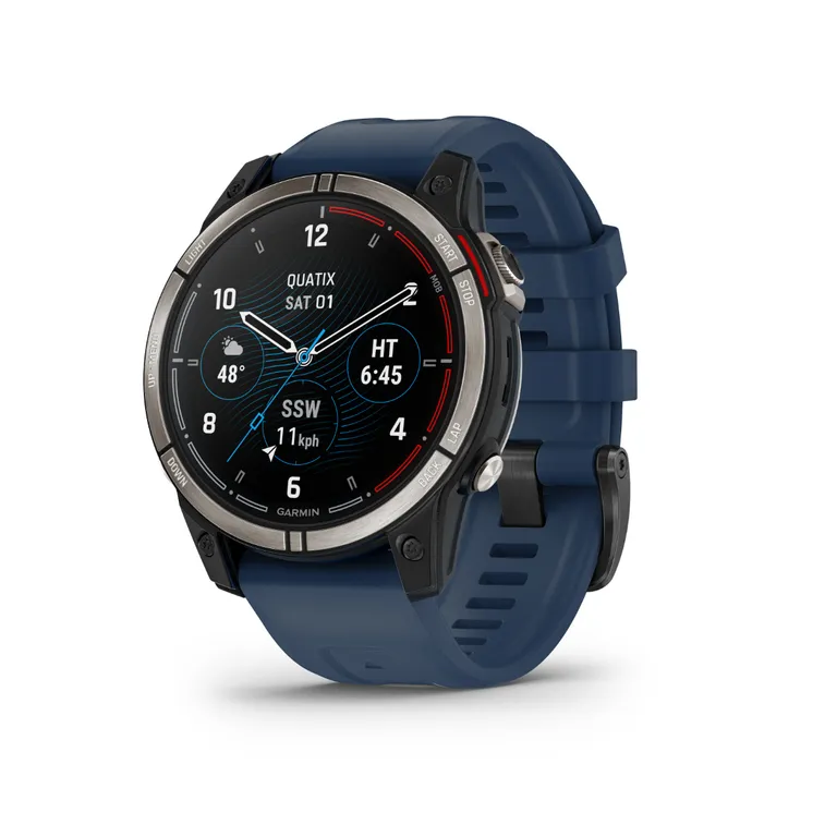 Garmin quatix 7 Sapphire Edition, 47 mm maritim smartklokke med AMOLED-skjerm, multibånd GPS, og silikonrem
