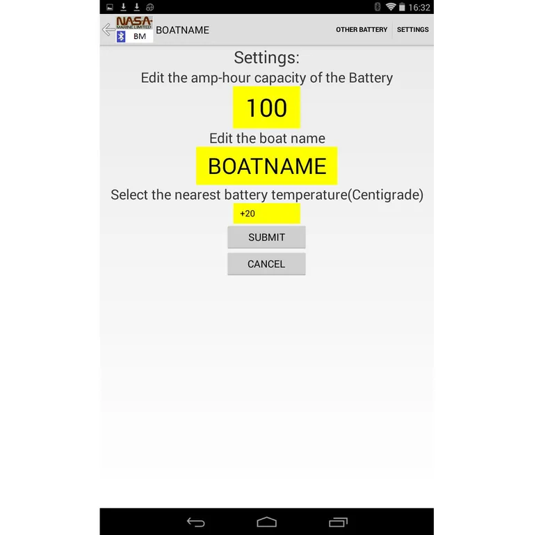 Nasa BM-1 Bluetooth batterimåler med 100A shunt for mobil/nettbrett