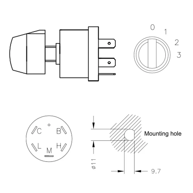 Isotherm 4-trinns bryter til defroster