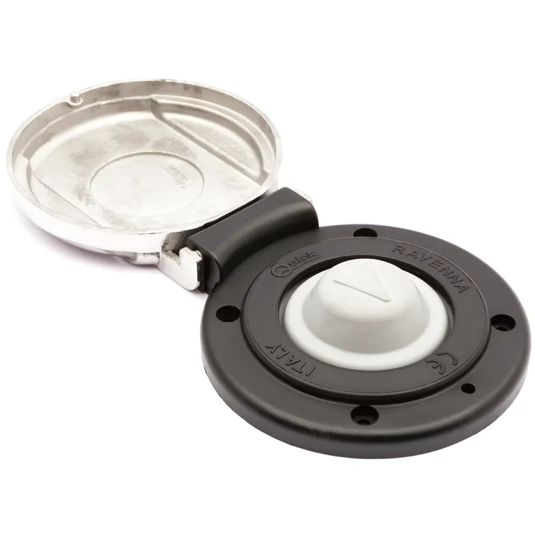 Quick fotbryter, sort med rustfritt lokk, ned