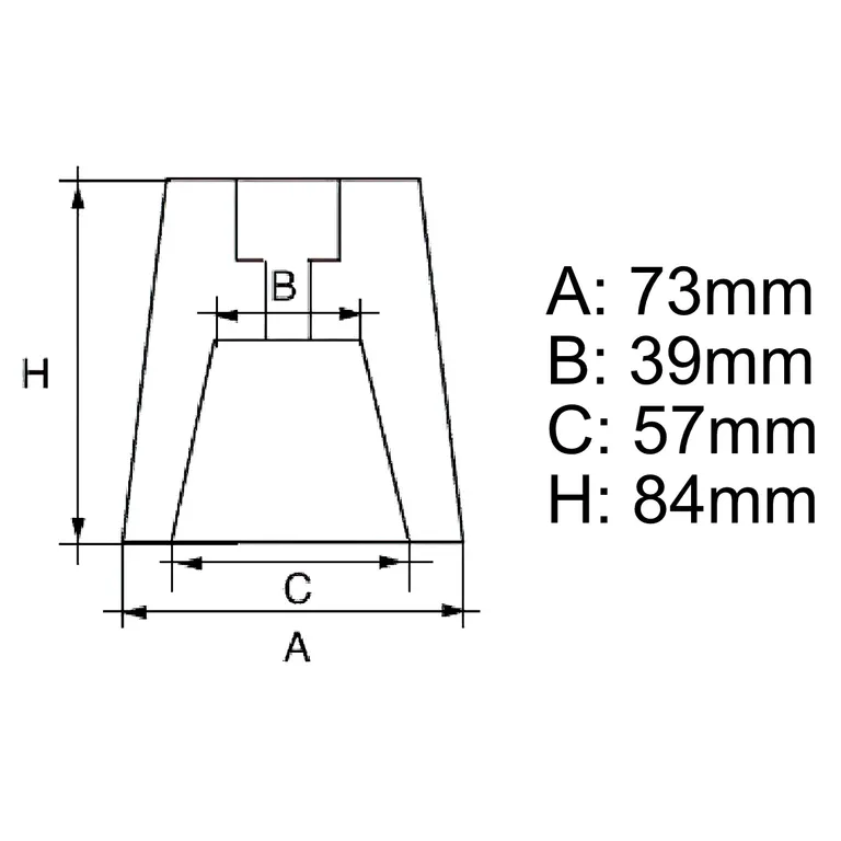 Sinkanode for akselmutter, konet 50mm