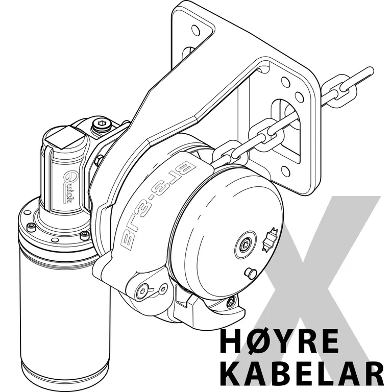 Quick Balder BL3 24V 1200W ankervinsj, 8 mm kjetting, frittfall, kabelar høyre