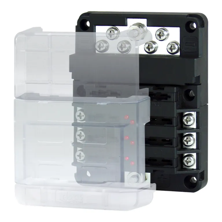 MultiMarine sikringsholder med minus-skinne for 6 sikringer