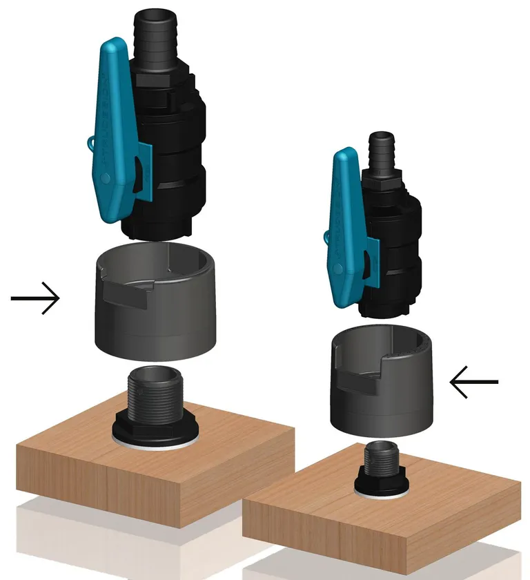 Trudesign forsterkning for 1/2", 3/4" og 1" gjennomføring.