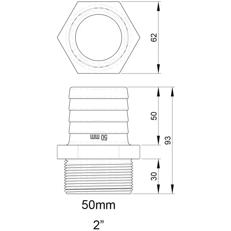 Trudesign Slangetilkobling hann. 2" (50mm)