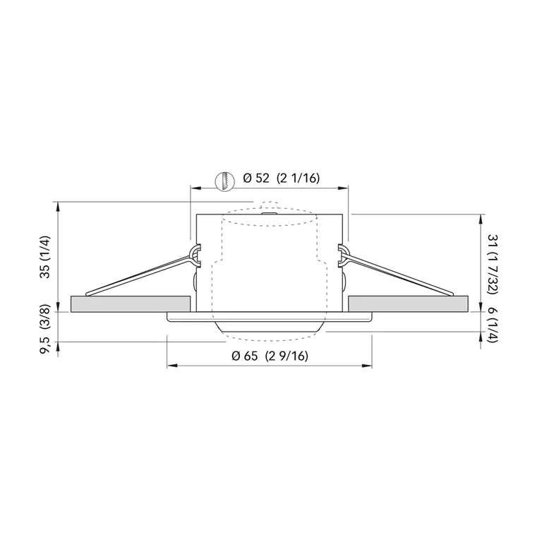 Quick Yoko AG1K LED justerbar downlight, stål, 1,5W/40°/Ø65mm/dybde 35mm