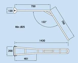Båtsystem DV25 daviter for seilbåt (Ø25mm rør)