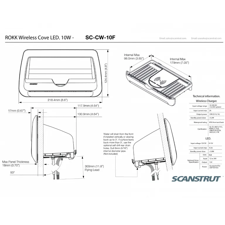 ROKK Wireless Cove LED 10W vanntett telefonlader
