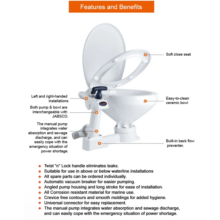 Seaflo Manuelt Toalett Regular Twist n' Lock