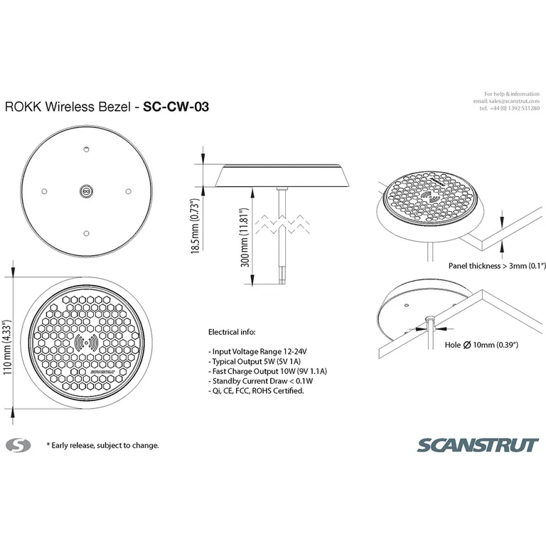 Scanstrut ROKK Wireless Bezel ladeplate 12/24V