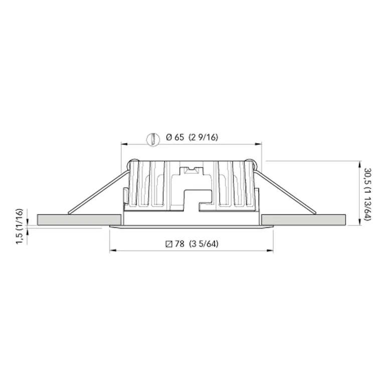 Quick Wholly AG1M 4W LED downlight, sort/firkantet/65°/dybde 30,5mm