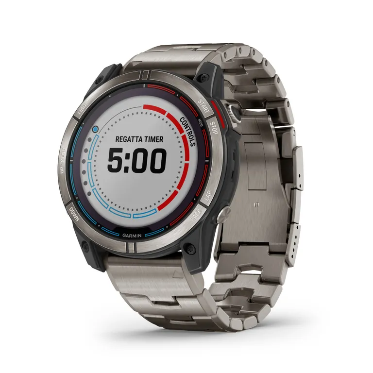 Garmin quatix 7 Solar Edition, 51 mm maritim smartklokke med solcellelading, multibånd GPS, titanramme, og titan- og silikonrem