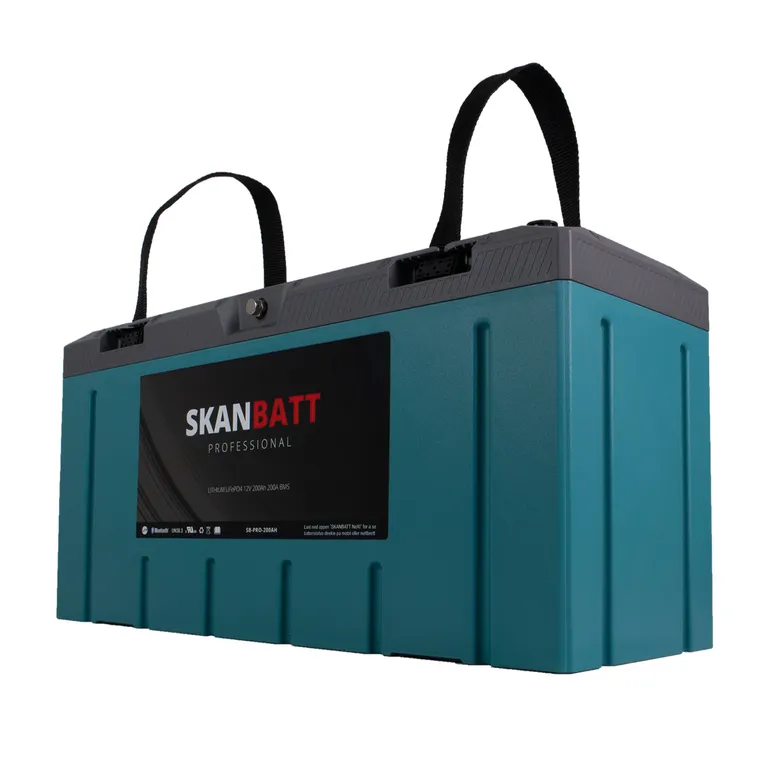 Lithium Professional 12V LiFePO4 batteri 200Ah 200A BMS. Bluetooth, Heat, IP67.