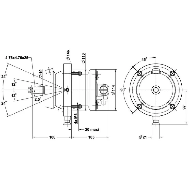 Lecomble & Schmitt tiltbar hydraulisk rattpumpe HB5, 26cm3