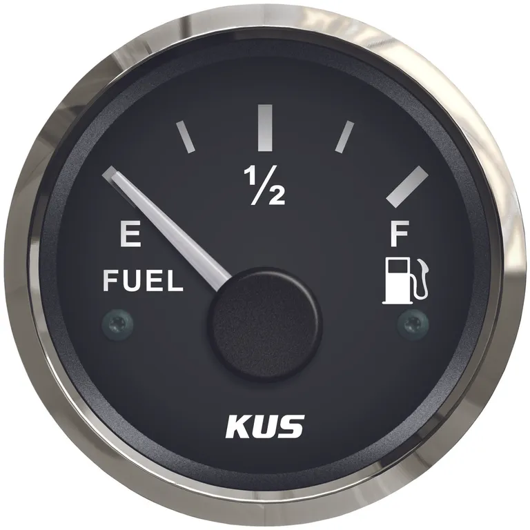 KUS Instruments analog drivstoffmåler Ø52mm (sort/rustfri)