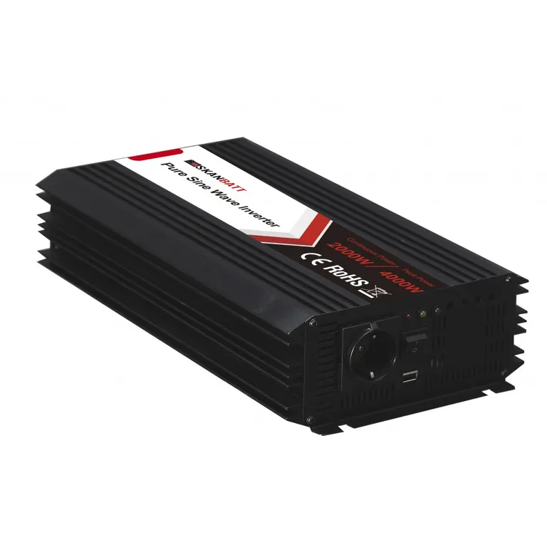 Skanbatt SBP2000-24 2000W ren sinus-inverter med trådløs fjernkontroll