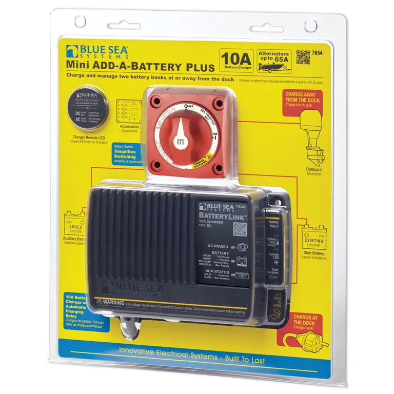 Blue Sea pakke med Hovedbryter 300A og Batterilader 10A