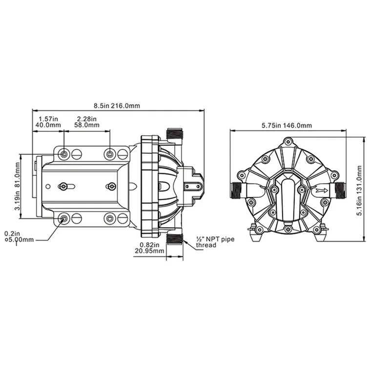 Seaflo Trykkvannspumpe 12V 60psi 18,9l